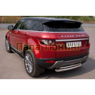 Защита заднего бампера двойная d76-d42 РусСталь для Land Rover Evoque 2011-