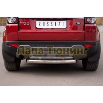 Защита заднего бампера двойная d76-d42 РусСталь для Land Rover Evoque 2011-