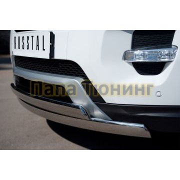 Защита передняя овальная двойная 75х42 мм РусСталь для Land Rover Evoque 2011-