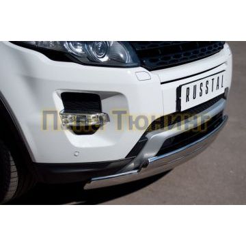 Защита передняя овальная двойная 75х42 мм РусСталь для Land Rover Evoque 2011-