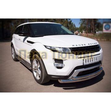 Защита передняя двойная d76-d57  РусСталь для Land Rover Evoque 2011-