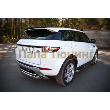 Защита заднего бампера двойная d76-d42 РусСталь для Land Rover Evoque 2011-