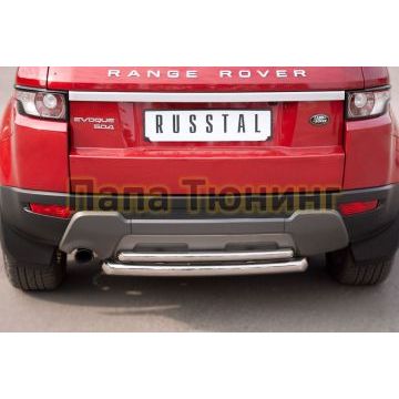 Защита заднего бампера двойная d57-d42 РусСталь для Land Rover Evoque 2011-