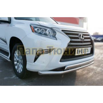 Защита передняя двойная 63-75х42 мм РусСталь для Lexus GX-460 2014-