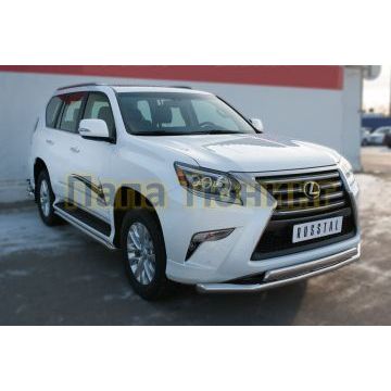 Защита передняя двойная 63-75х42 мм РусСталь для Lexus GX-460 2014-
