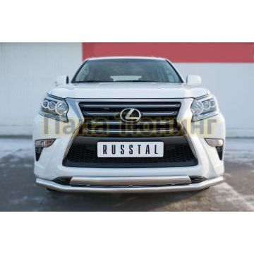 Защита передняя двойная 63-75х42 мм РусСталь для Lexus GX-460 2014-