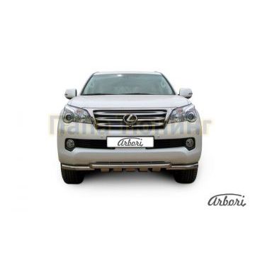 Защита передняя двойная с накладками 57-57 мм Slitkoff для Lexus GX-460 2010-2013