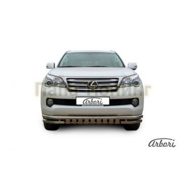 Защита передняя двойная с накладками 57-57 мм Slitkoff для Lexus GX-460 2010-2013