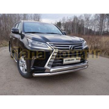 Защита передняя двойная 76-75 мм ТСС для Lexus LX-570/450d 2015-