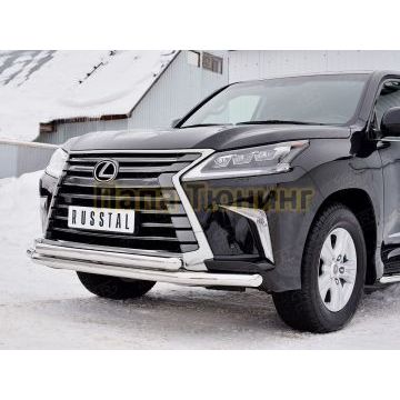 Защита передняя двойная d57-d57 РусСталь для Lexus LX-570/450d 2015-