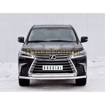 Защита передняя двойная d57-d57 РусСталь для Lexus LX-570/450d 2015-