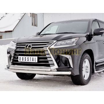 Защита передняя двойная d57-d42 РусСталь для Lexus LX-570/450d 2015-