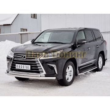 Защита передняя двойная d57-d42 РусСталь для Lexus LX-570/450d 2015-