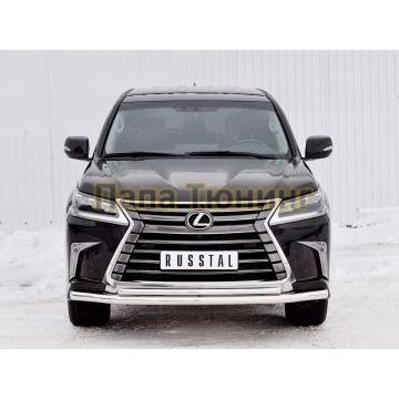 Защита передняя двойная d57-d42 РусСталь для Lexus LX-570/450d 2015-