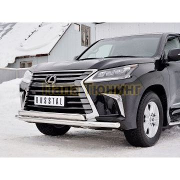 Защита передняя двойная 63-75х42 мм РусСталь для Lexus LX-570/450d 2015-