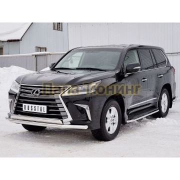 Защита передняя двойная 63-75х42 мм РусСталь для Lexus LX-570/450d 2015-