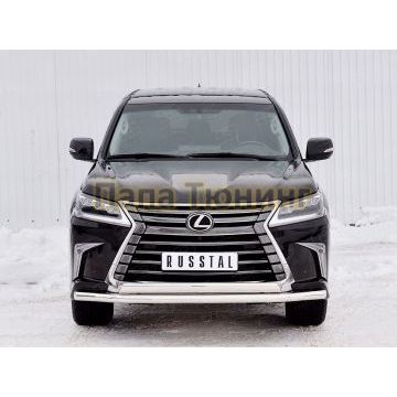 Защита передняя двойная 63-75х42 мм РусСталь для Lexus LX-570/450d 2015-