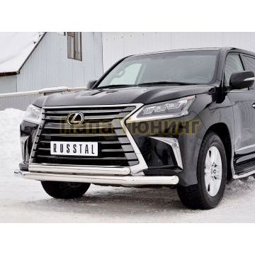 Защита передняя двойная d76-d57  РусСталь для Lexus LX-570/450d 2015-