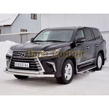 Защита передняя двойная d76-d57  РусСталь для Lexus LX-570/450d 2015-