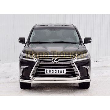 Защита передняя двойная d76-d57  РусСталь для Lexus LX-570/450d 2015-