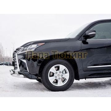 Защита передняя двойная с клыками d57-d57 РусСталь для Lexus LX-570/450d 2015-