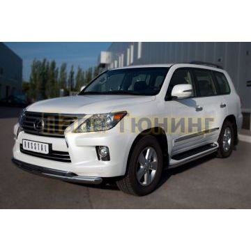 Защита передняя двойная d76-d42 РусСталь для Lexus LX-570 2012-2015