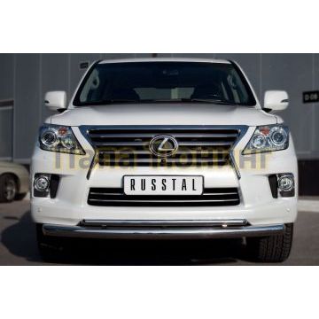Защита передняя двойная d76-d42 РусСталь для Lexus LX-570 2012-2015
