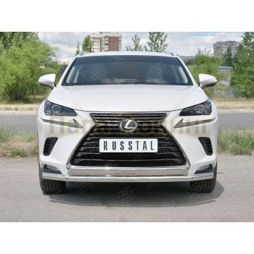 Защита передняя двойная 63-75х42 мм секции-дуга для Lexus NX-300 2017-