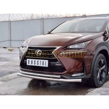 Защита передняя двойная d57-d42 РусСталь для Lexus NX-200 2014-2017