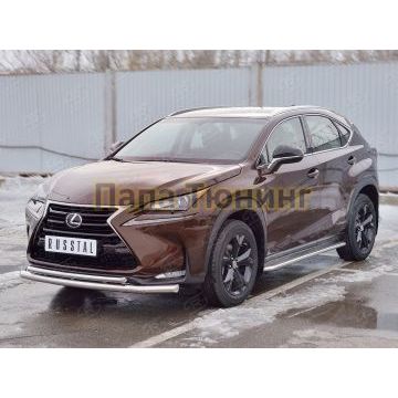 Защита передняя двойная d57-d42 РусСталь для Lexus NX-200 2014-2017