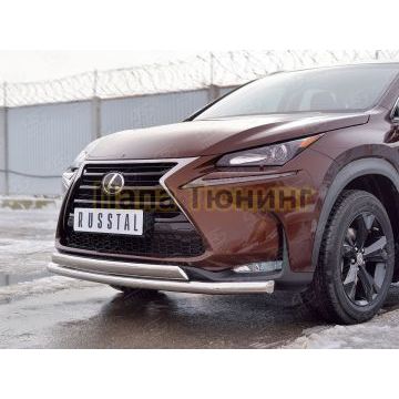 Защита передняя двойная 63-75х42 мм РусСталь для Lexus NX-200 2014-2017