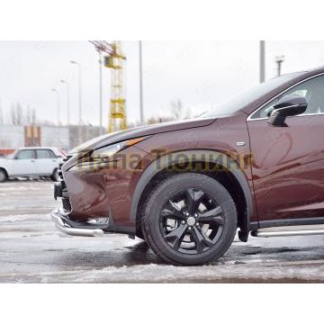 Защита передняя двойная 63-75х42 мм РусСталь для Lexus NX-200 2014-2017