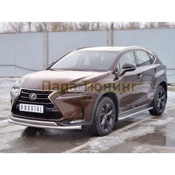 Защита передняя двойная 63-75х42 мм РусСталь для Lexus NX-200 2014-2017