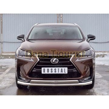 Защита передняя двойная 63-75х42 мм РусСталь для Lexus NX-200 2014-2017