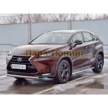 Защита передняя овальная 75х42 мм РусСталь для Lexus NX-200 2014-2017