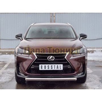 Защита передняя овальная 75х42 мм РусСталь для Lexus NX-200 2014-2017