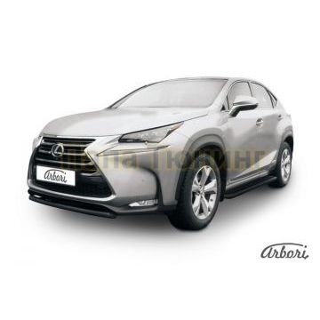 Защита передняя чёрная сталь короткая 57 мм Slitkoff для Lexus NX-300h 2014-2017