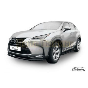 Защита передняя чёрная сталь радиусная 57 мм Slitkoff для Lexus NX-300h 2014-2017