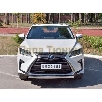 Защита передняя овальная 75х42 мм РусСталь для Lexus RX-200t 2015-