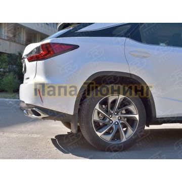 Защита заднего бампера овальная 75х42 мм РусСталь для Lexus RX-200t 2015-