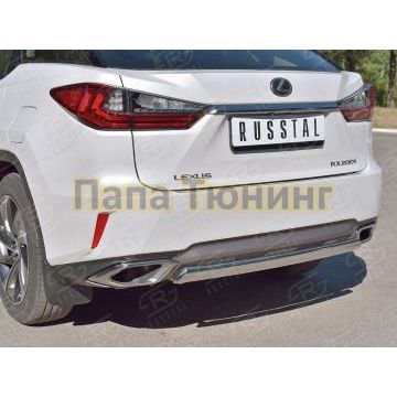 Защита заднего бампера овальная 75х42 мм РусСталь для Lexus RX-200t 2015-