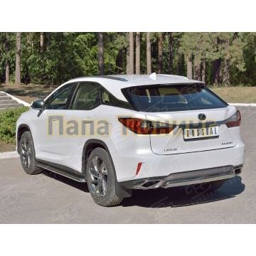 Защита заднего бампера овальная 75х42 мм РусСталь для Lexus RX-200t 2015-