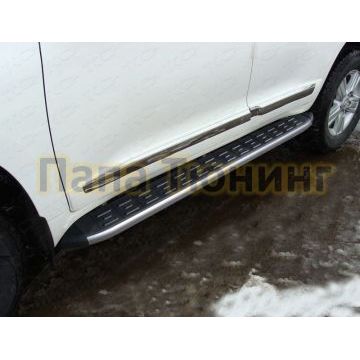 Пороги алюминиевые ТСС с накладкой серые для Toyota Land Cruiser 200 2015- Пороги алюминиевые ТСС с накладкой серые для Toyota Land Cruiser 200 2015-