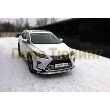 Защита передняя овальная с ДХО 75х42 мм ТСС для Lexus RX-200t/350/450h 2015-