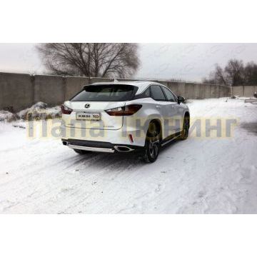 Защита заднего бампера овальная овал 75х42 мм ТСС для Lexus RX-200t/350/450h 2015-
