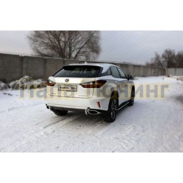 Защита заднего бампера 60-42 мм ТСС для Lexus RX-200t/350/450h 2015-