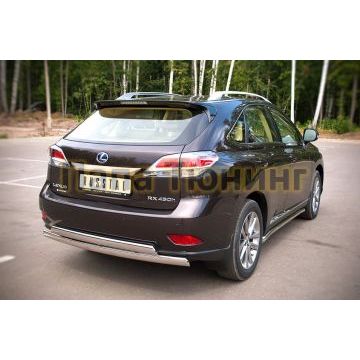 Защита заднего бампера овальная двойная 75х42 мм РусСталь для Lexus RX270/350/450 2009-2015