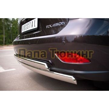 Защита заднего бампера овальная двойная 75х42 мм РусСталь для Lexus RX270/350/450 2009-2015
