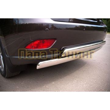 Защита заднего бампера овальная двойная 75х42 мм РусСталь для Lexus RX270/350/450 2009-2015