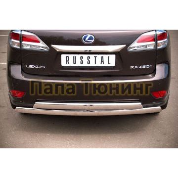 Защита заднего бампера овальная двойная 75х42 мм РусСталь для Lexus RX270/350/450 2009-2015